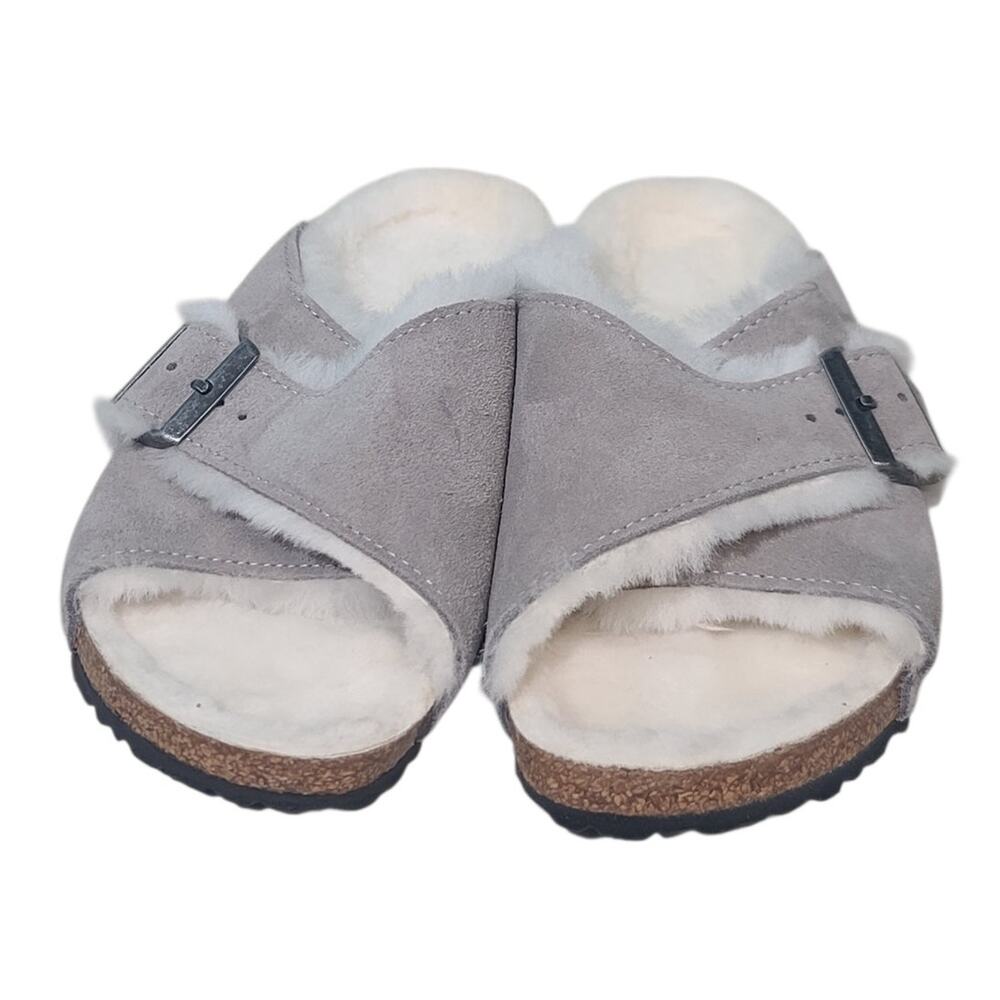 Birkenstock Arizona Shearling Slides Gray 40 - Picture 3 of 6